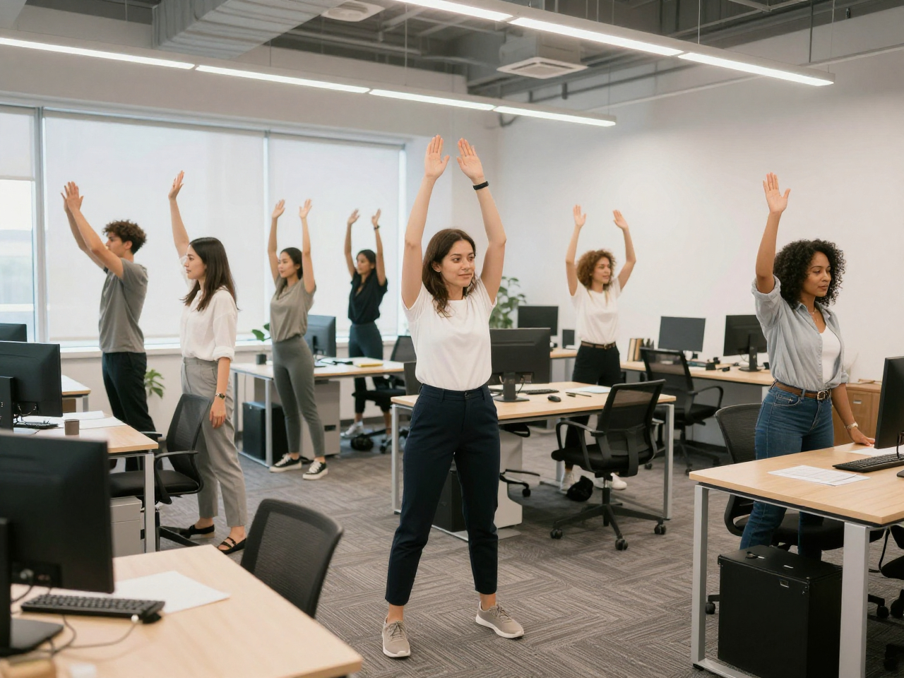 Office stretch routine demonstrated for Recoveryoungpure clients